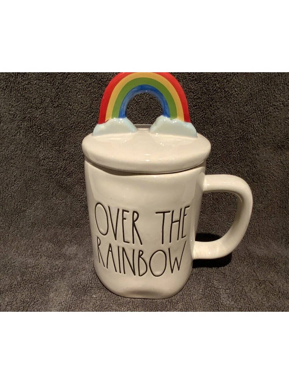 Rae Dunn Fun ‘Over the Rainbow’ Ceramic 18oz. Mug with Rainbow Lid